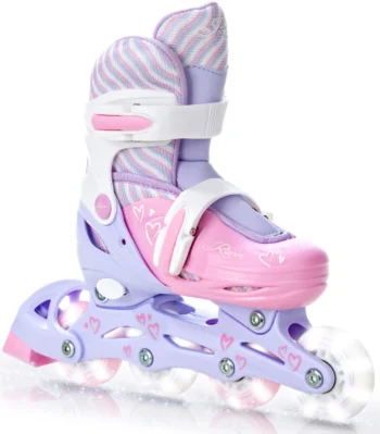 Regulējama skrituļslidas Raven Loretta, balta/rozā/violeta, 30-33