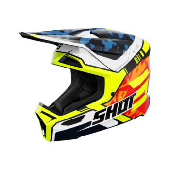 Ķivere: Shot Furious Helmet - Flash Blue Neon Yellow Glossy